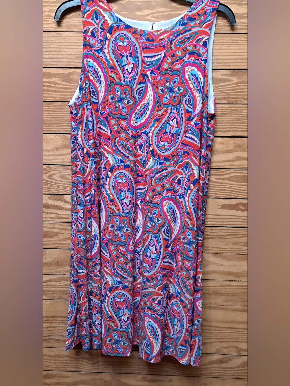 Anne Klein Red Blue Paisley Sleeveless Dress Sz 12
